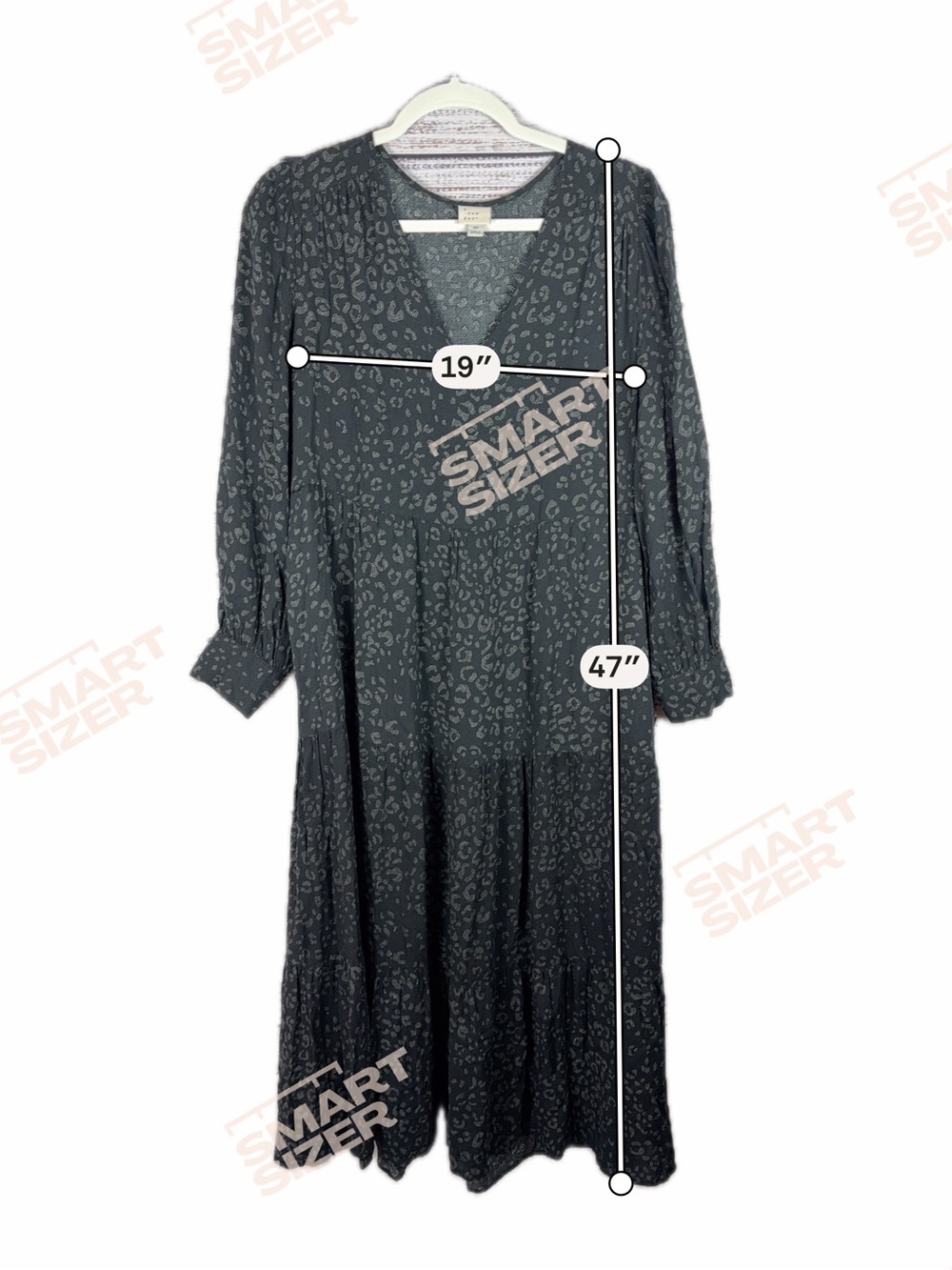 a new day Black Long Sleeve V-Neck Leopard Print Midi Dress - Picture 8 of 8